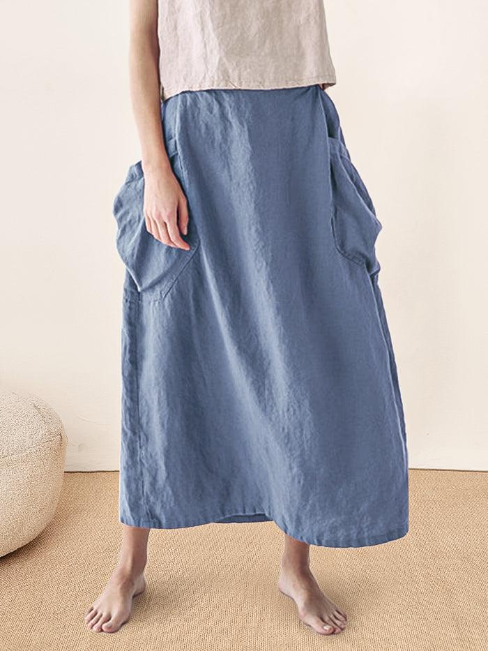 CHLOË | Jupe à Taille Élastique à Carreaux en Lin