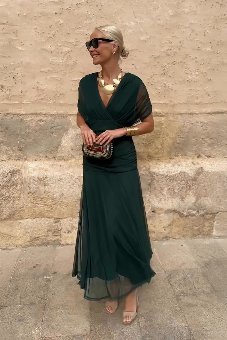 HELENA | Robe Maxi de Fête Élégante à Col V