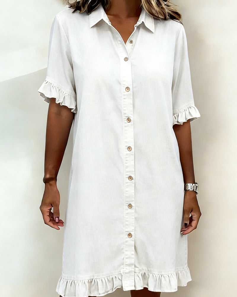 ROSALIE | Robe en denim confortable à effet froncé flatteur