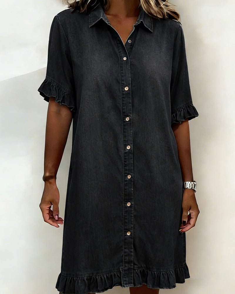 ROSALIE | Robe en denim confortable à effet froncé flatteur