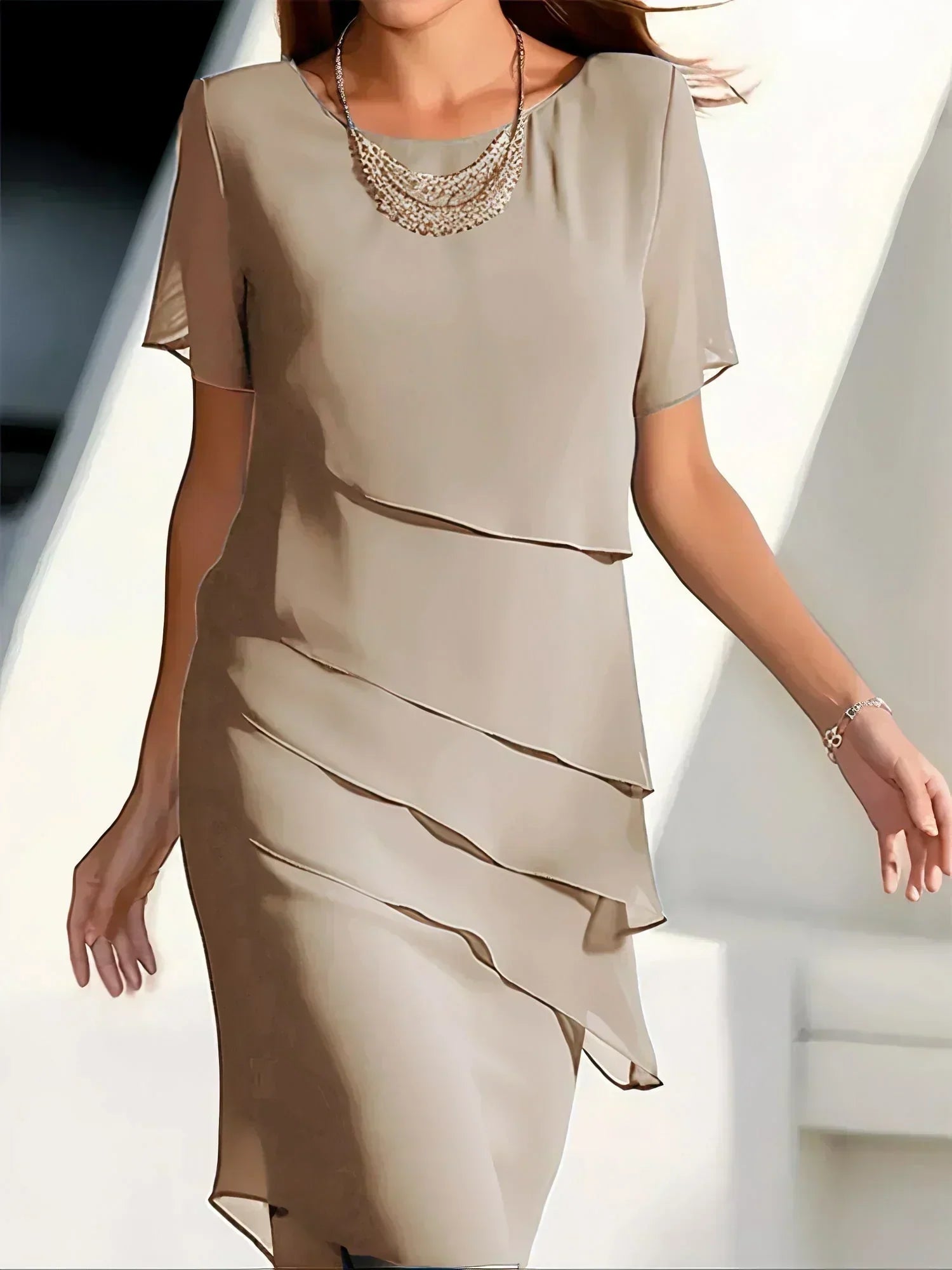INÈS | Robe Midi Luxueuse à Épaisseurs