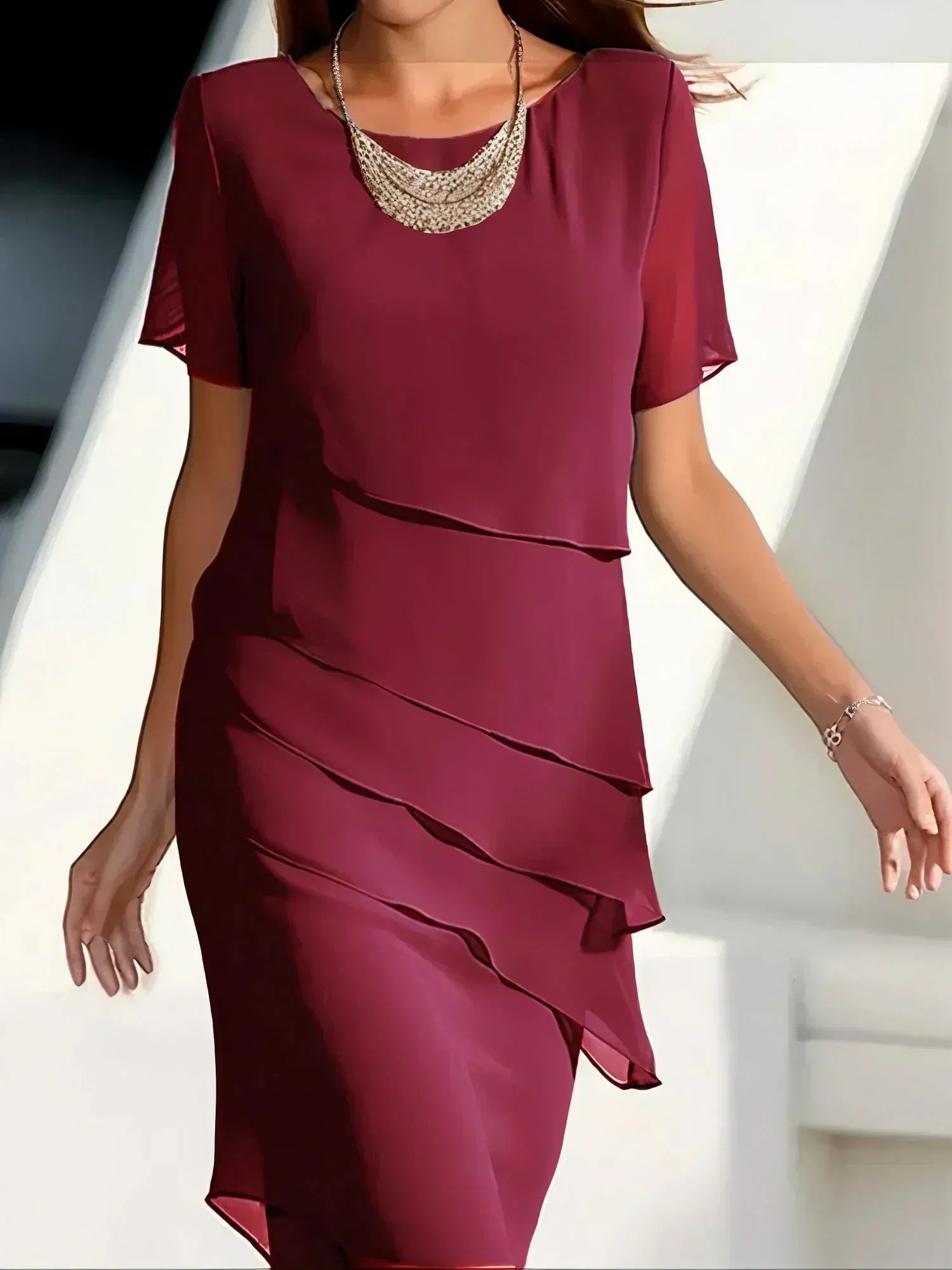INÈS | Robe Midi Luxueuse à Épaisseurs