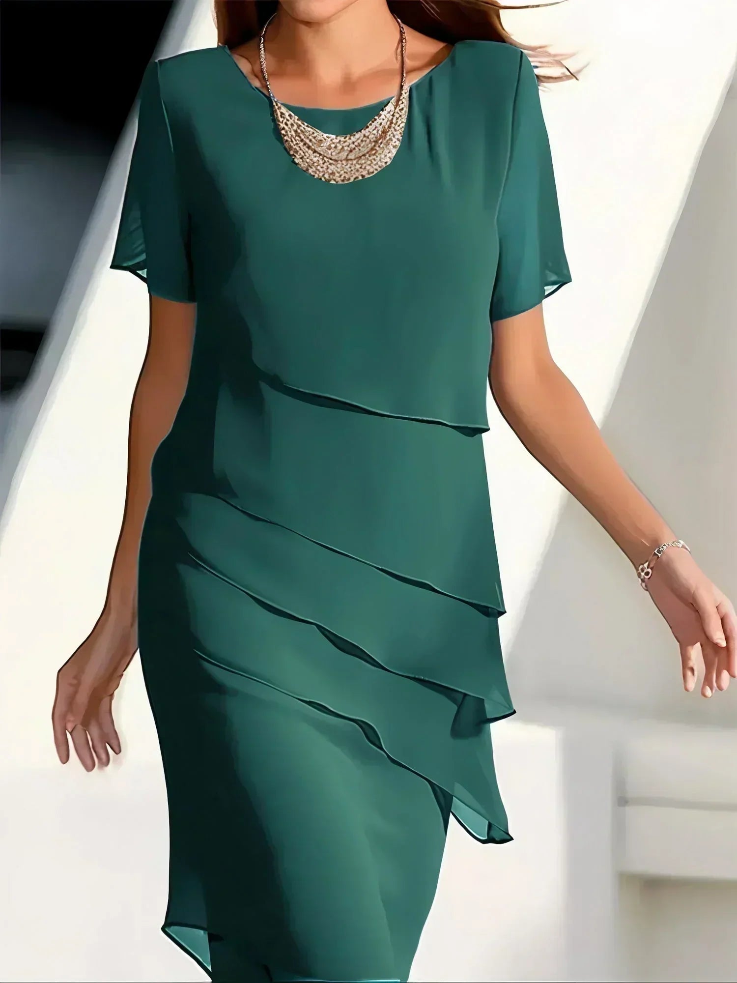 INÈS | Robe Midi Luxueuse à Épaisseurs